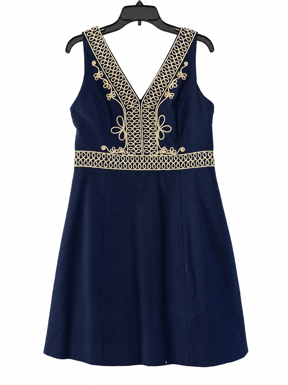 Lilly Pulitzer Aveline Navy Gold Cording Shift Dress Size 12